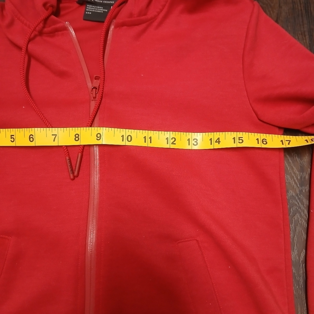 Armani Exchange Women's Vibrant Red Zip-Up Hoodie - Picture 8 of 13